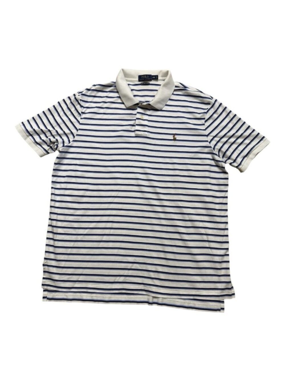 Polo Ralph Lauren Pima Soft Touch Polo Shirt Mens XXL White Blue Striped